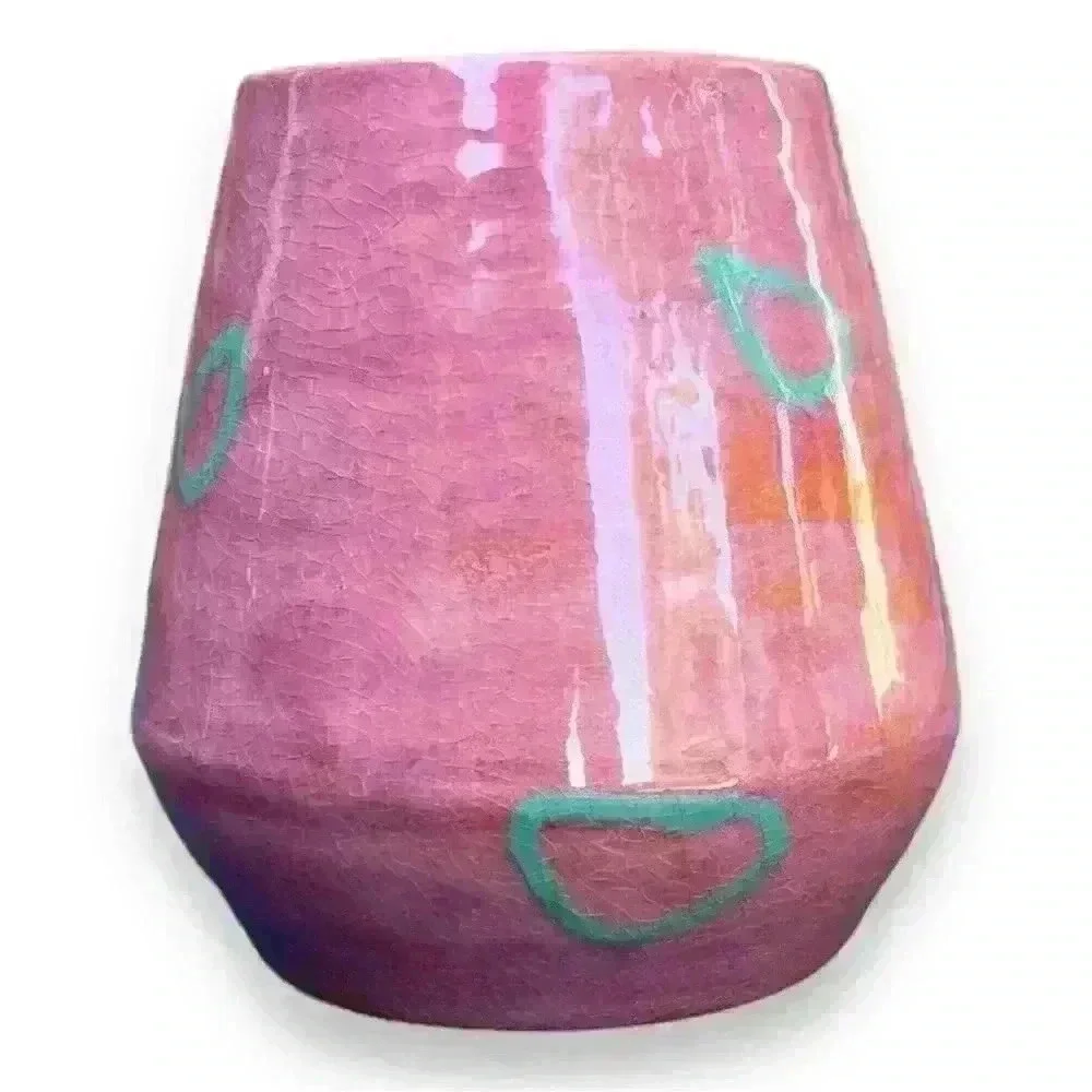 Handmade mauve & turquoise vase